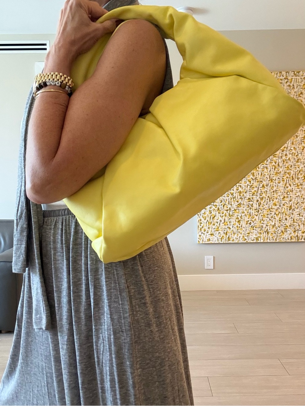 Bottega Veneta Lemon Yellow Padded Shoulder Hobo - Picture 5 of 7